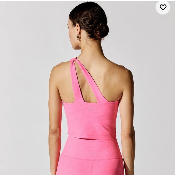 Beyond Yoga Spacedye Lost Your Mind Crop One Shoulder Tank Top Hot Pink Sz Large - Picture 14 of 15